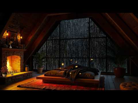 Fall Asleep Instantly to Soft Rain & Gentle Piano (No Ads) | Cozy Attic Ambience for Insomnia