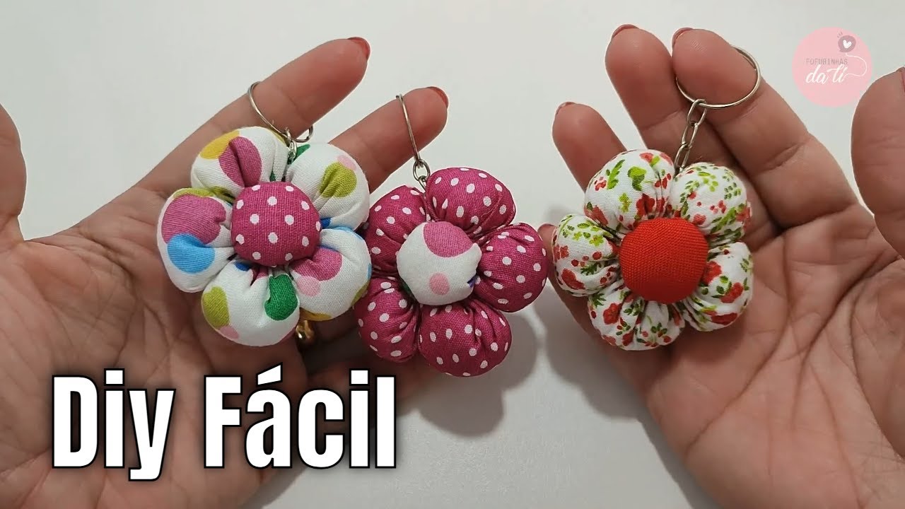 Chaveiro Flor de Fuxico Fácil