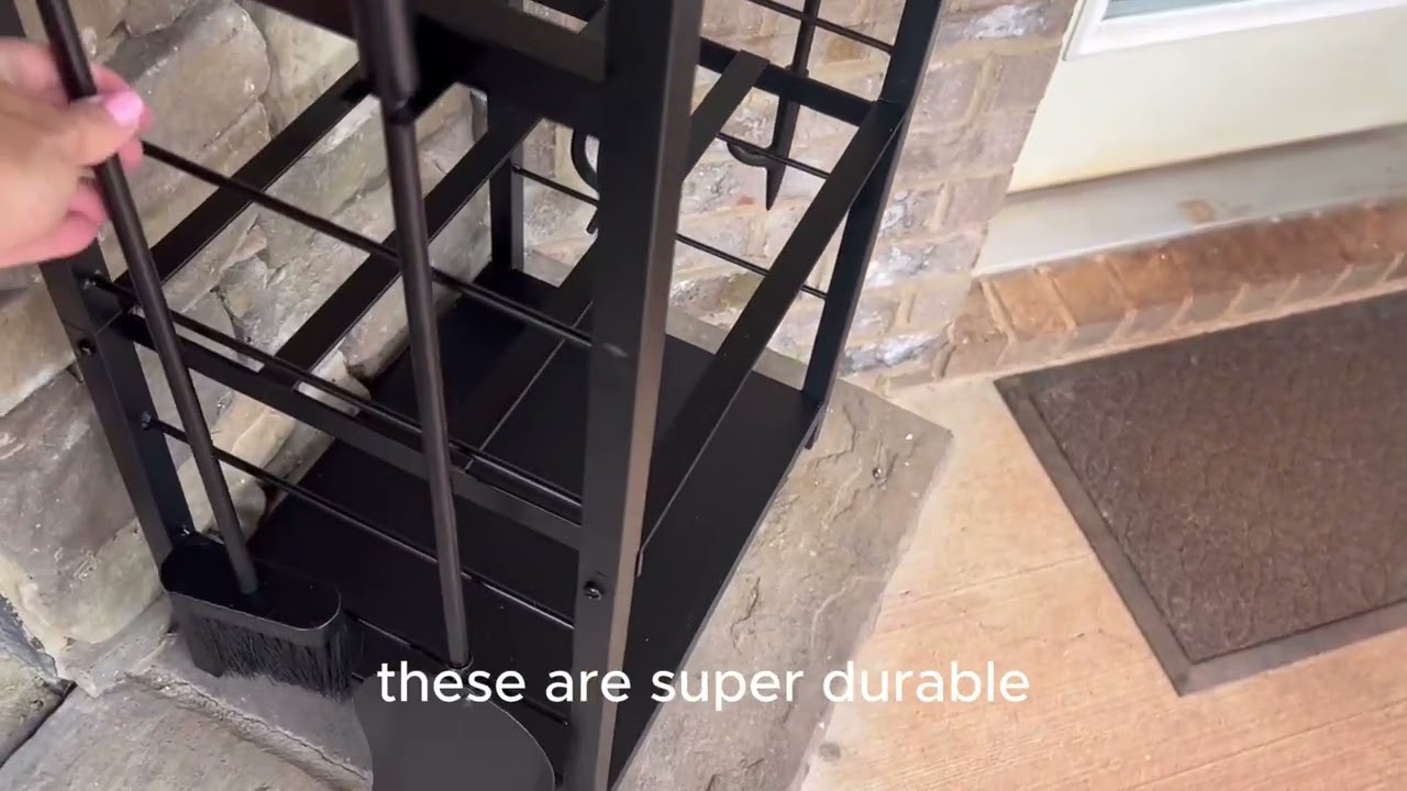 2 Tier Firewood Rack Powder Coated Iron Fireplace