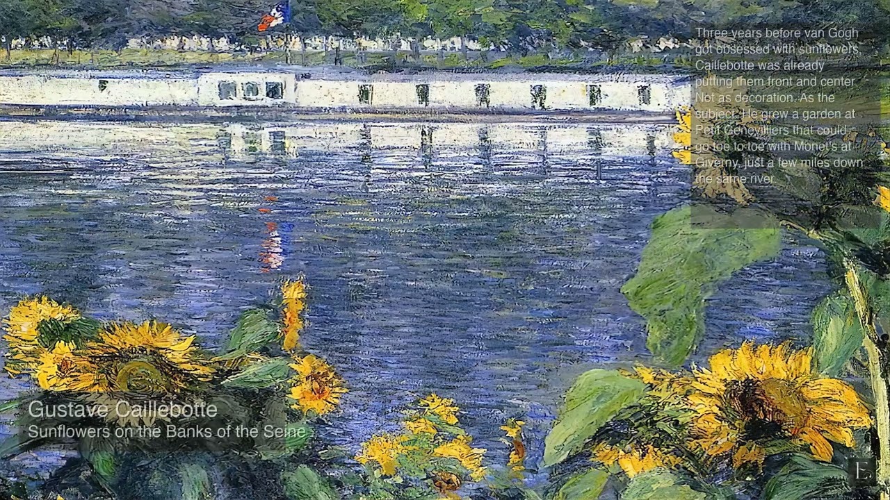 Caillebotte – 2 Hours Screensaver - Sunflowers on the Banks of the Seine