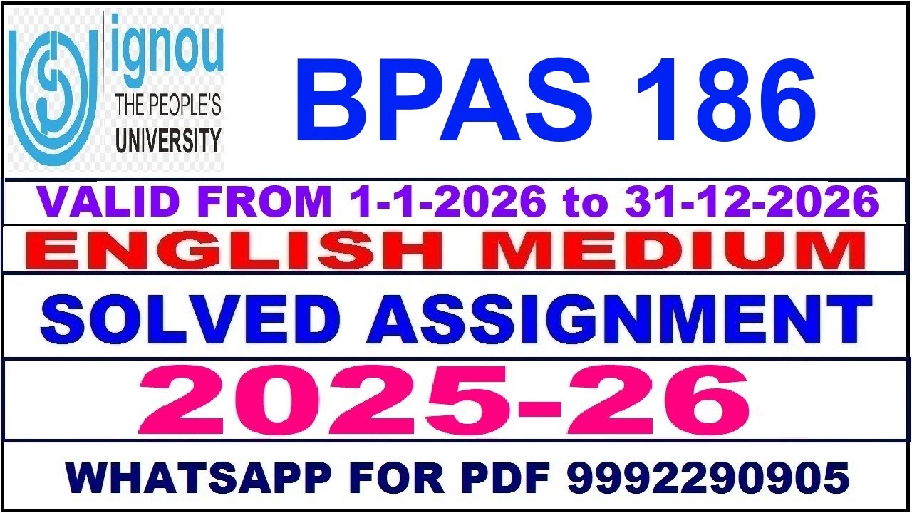 BPAS 186 solved assignment 2025-26 in English || bpas 186 solved assignment 2026 || bpas186 2025-26