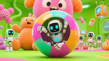 Five Little Robots on the Run | Robot Counting Rhyme | Educational Kids Songs