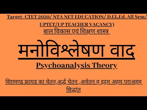 मनोविश्लेषण वाद Psychoanalytic Theory चेतन, अर्द्धचेतन,अचेतन,इदम, अहम, पराअहम UGC NET,D.EL.ED.,TET