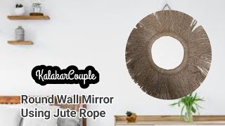 DIY boho jute wall hanging craft/handmade round mirror wall hanging for home decor/jute craft ideas