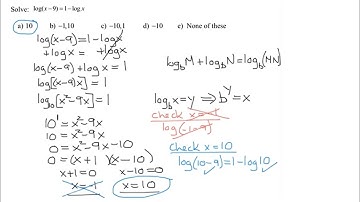 Solve Logarithmic Equation: Two Logarithmic Terms and a Constant - Use Product Property of Logs EX 1