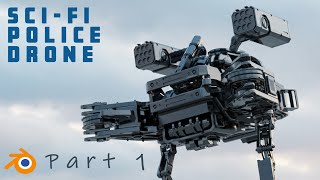 Making A Sci-Fi Drone in Blender 2.9 Timelapse PART 1