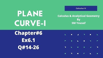 Chapter 6 Ex 6.1 |Plane Curves I|Q # 14-15| SM Yousaf| BSC&BS| Lecture 2|Calculus III | Urdu/Hindi