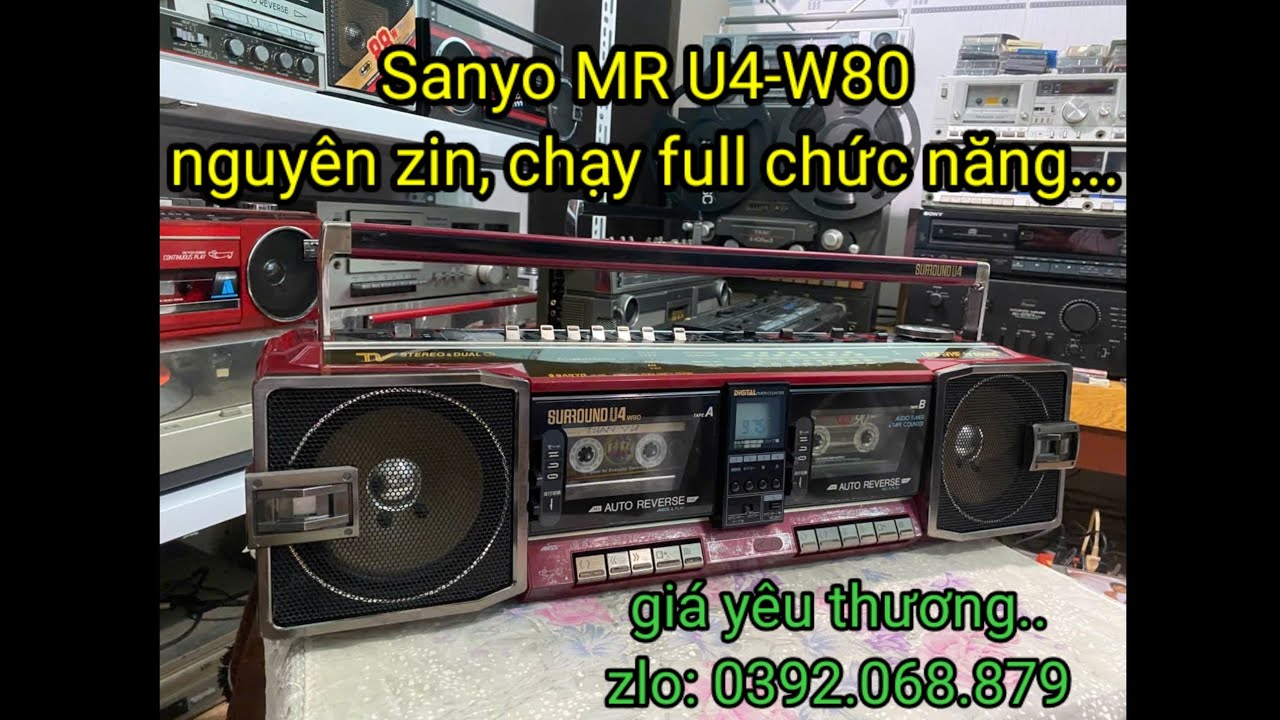Sanyo U4-W80|hàng bãi nhật,điện 100v, 2 cửa Auto reverse.chất âm Sanyo U4-W80|hàng bãi nhật,điện 100v, 2 cửa Auto reverse.chất âm