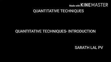 Quantitative Techniques introduction