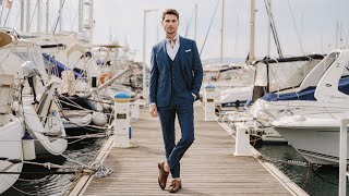 Virgil, costume bleu, costume homme samson sur mesure