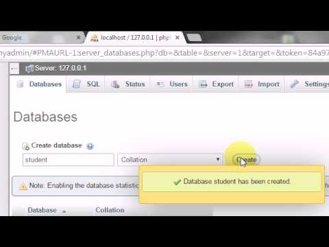 How to create a database using phpMyAdmin and XAMPP server on windows