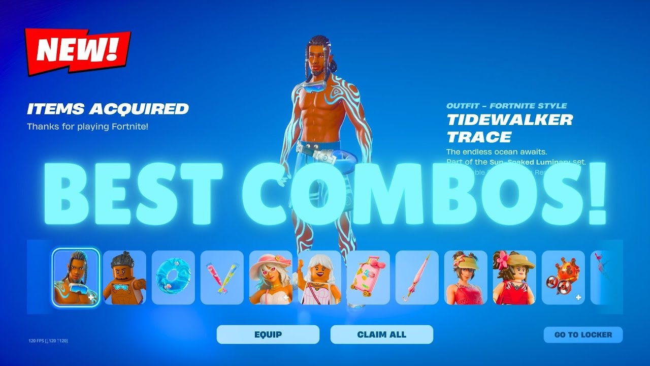 TIDEWALKER TRACE Fortnite outfit review + COMBOS! 🌊