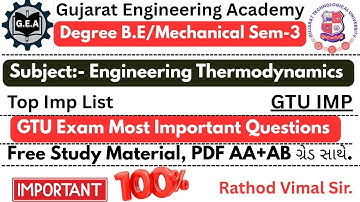 💥Engineering Thermodynamics GTU IMP 2025🔥 | BE Mechanical Sem-3💯 | Top IMP Questions & PDF📚✅ #gtuimp