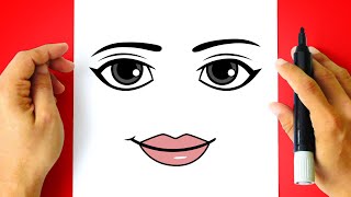 How to DRAW ROBLOX WOMAN FACE step by step