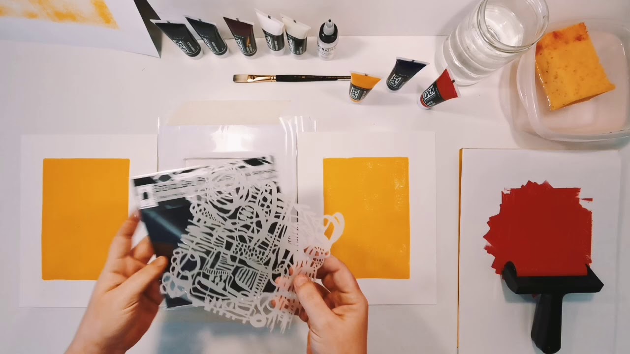 Cómo hacer monotipos con plantillas  (usando Open Acrílicos)