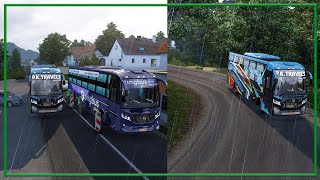 Pk Travels Bus In Heavy Rain & Traffic - Damodar Super High-Deck Bus Evil Gaming