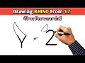 Drawing RHINO🦏 From Y 2 | How to Draw Rhino | Rhino Drawing | Draw Rhinoceros | गेंडा निकालना सीखें