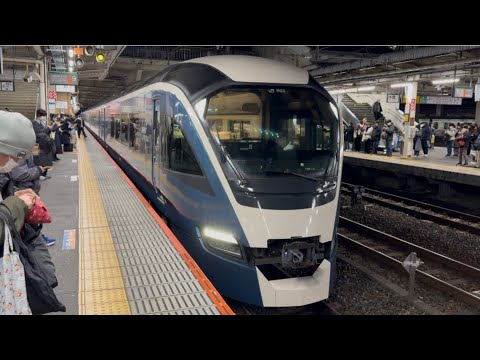 【4K高画質】E261系ｵｵRS2編成が回送電車として警笛を鳴らして大宮駅9番線を発車するシーン（回3102M）2025.12.15.17:36