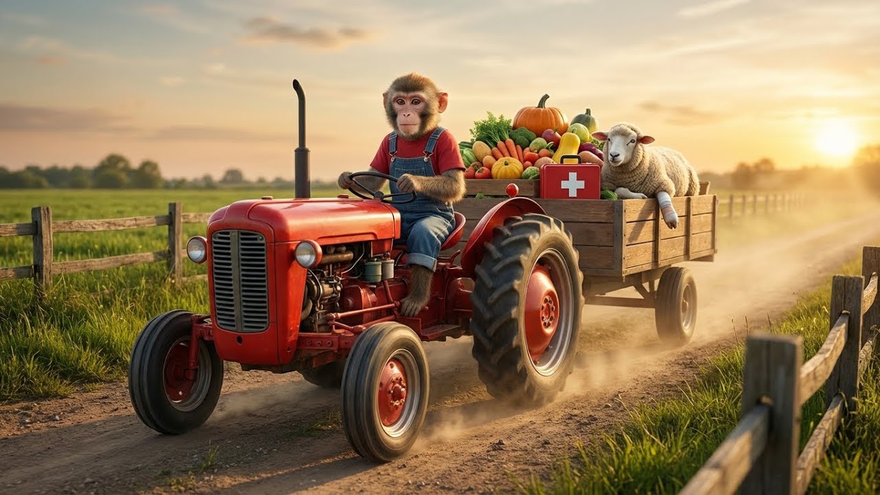 Baby Monkey Jumps Into Mud to Save Trapped Sheep’s Broken Leg!