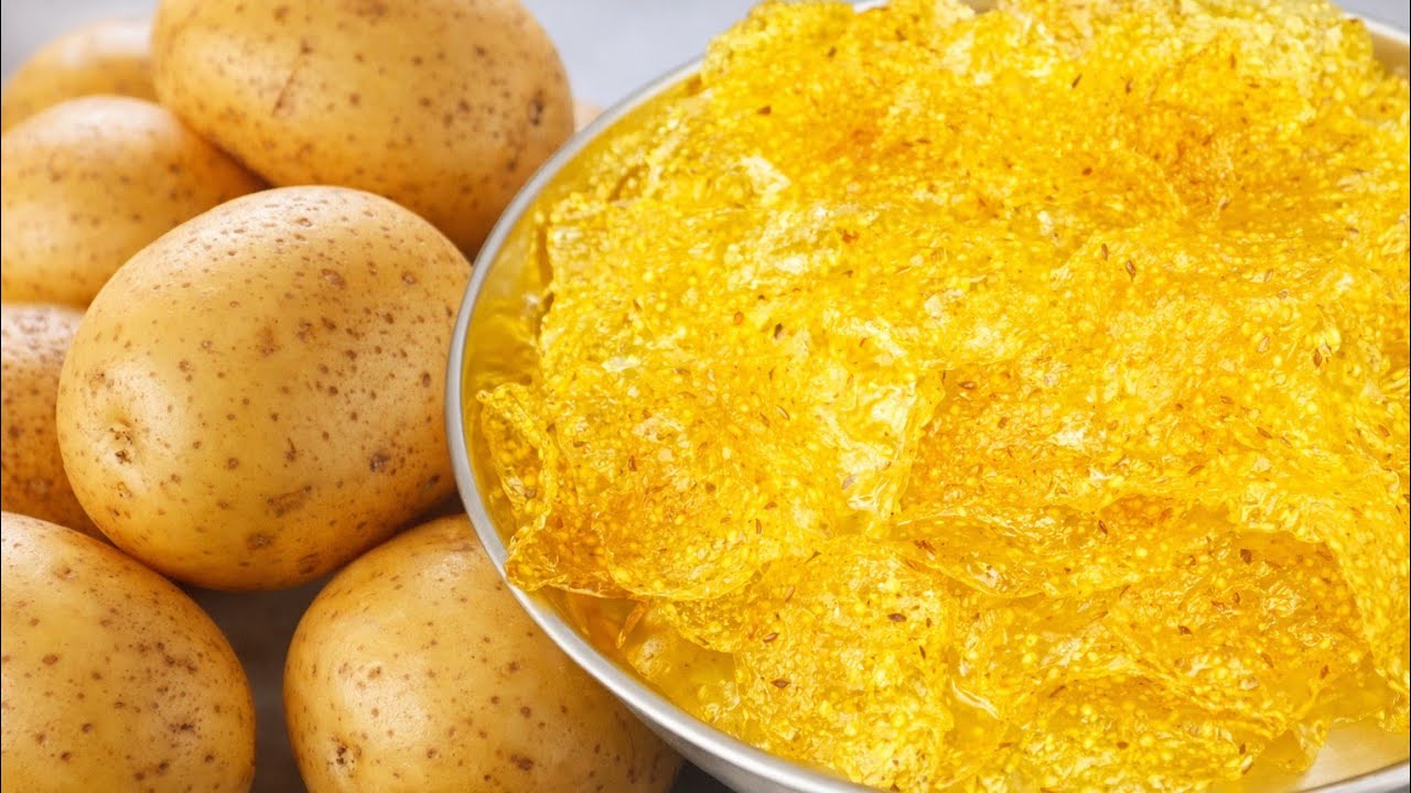 एक आलू से बनाए ढेरों पापड़ बिना धूप,सोडा,साँचा , मशीन के सालों साल रखके खाए।😋aloo papad 