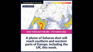 Saharan dust heading for Europe