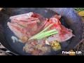 Cooking Head Fish Recipe - Cooking Yummy Head Fish Soup Recipe In Forest, eating extremely delicious
