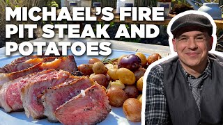 Michael Symons Fire Pit Steak And Potatoes  Symon Dinners Cooking Out  Food Network
