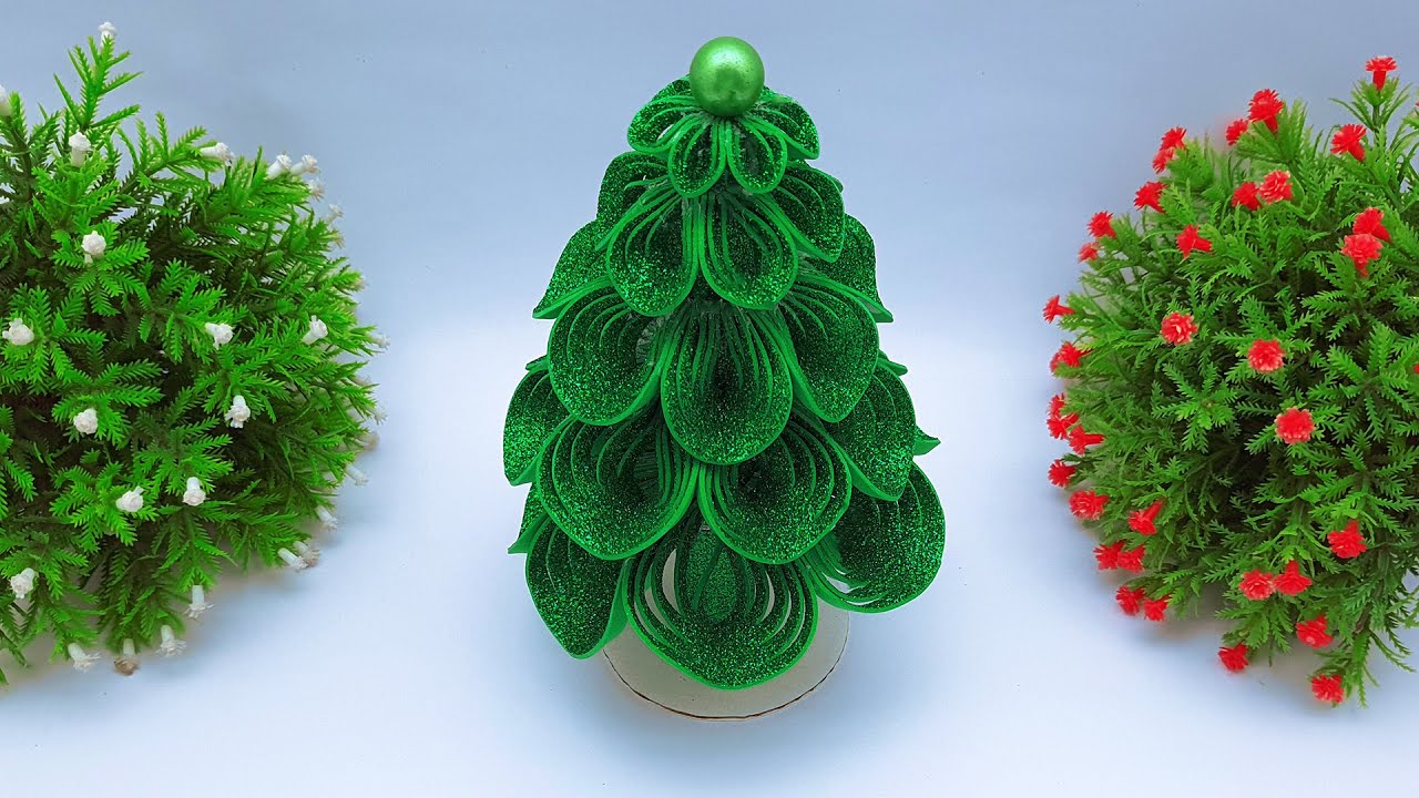 Easy & Unique Glitter Paper Tree | Christmas Tree Making Ideas - YouTube