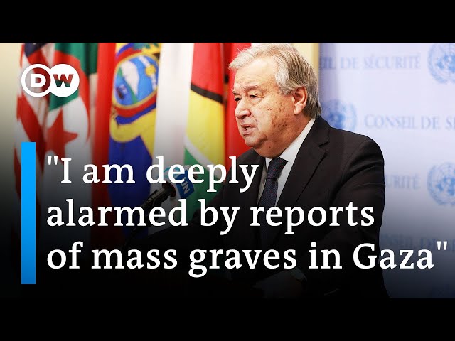 Israel says over 300,000 flee Rafah, UN calls for investigation into Gaza mass graves | DW News class=