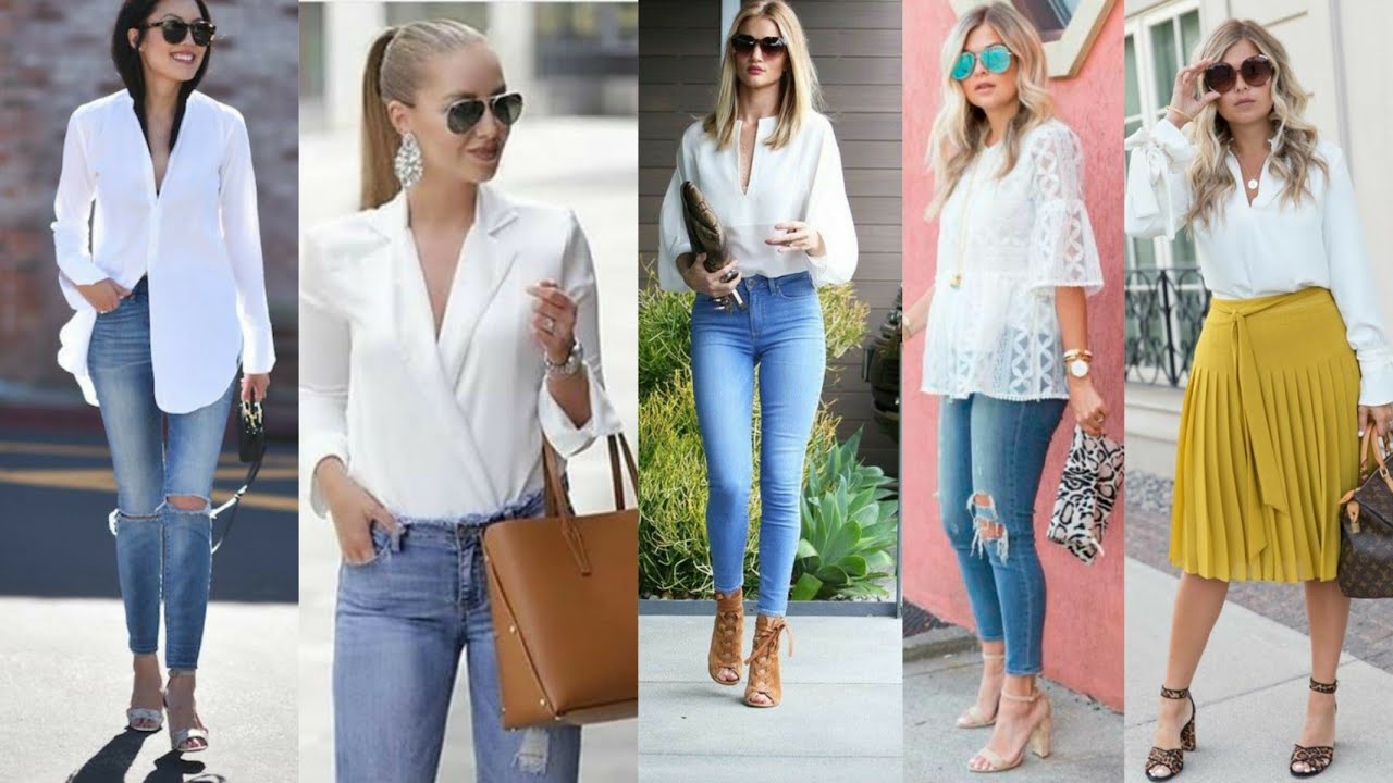 OUTFITS CON BLUSAS BLANCAS PARA MUJERES QUE LE GUSTA UN NUEVO LOOK BÁSICO  EN COLOR BLANCOS 🥼👈 - YouTube