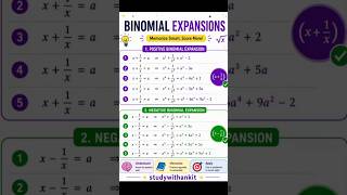 🧮 Binomial Expansion के सभी महत्वपूर्ण सूत्र | एक नजर में सम्पूर्ण रिवीजन ✨#railwayexam #maths #ssc