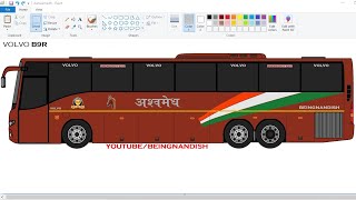 How to draw VOLVO Multi-Axle Bus in easy steps | Volvo Bus drawing Tutorial. #busdrawing #mspaint