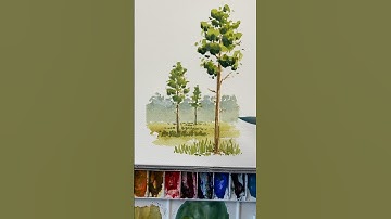 How I add depth/ use one point perspective with trees in watercolor #arttutorial #watercolorpainting