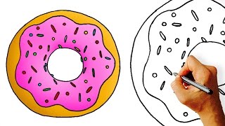 donut drawing draw cartoon easy drawings