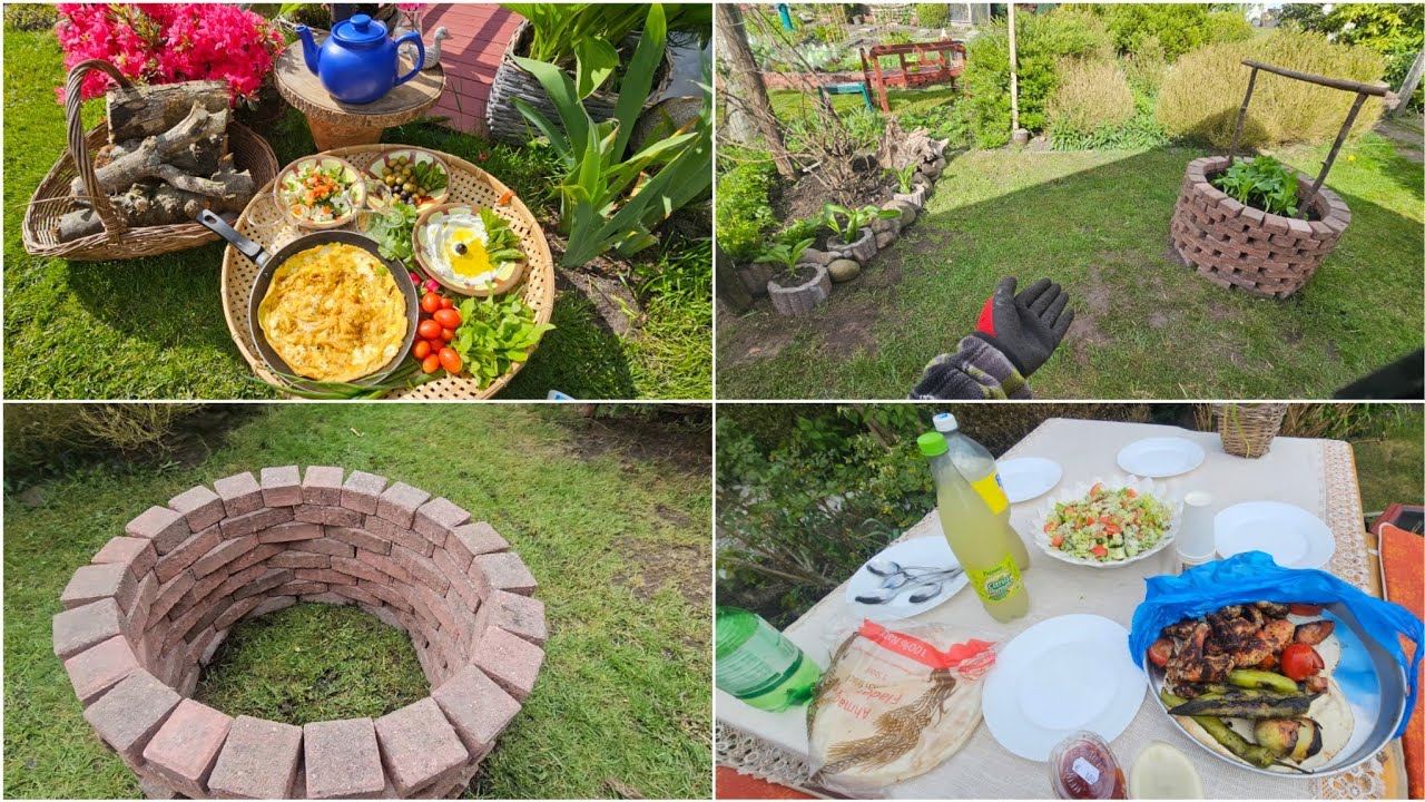 ديكور البئر في الحديقة من أجمل الديكورات😍حوض دالية العنب الحجري طلع روعة👌👩‍🌾غدانا من تحت ديات عمر 🥰