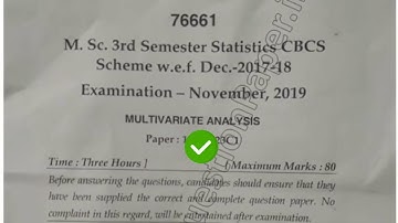 2019 Mdu MSc Statistics 3rd Sem Multivariate Analysis Question Paper