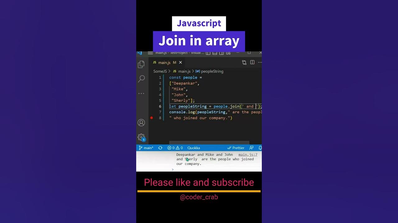 Array join in javascript #shorts - YouTube