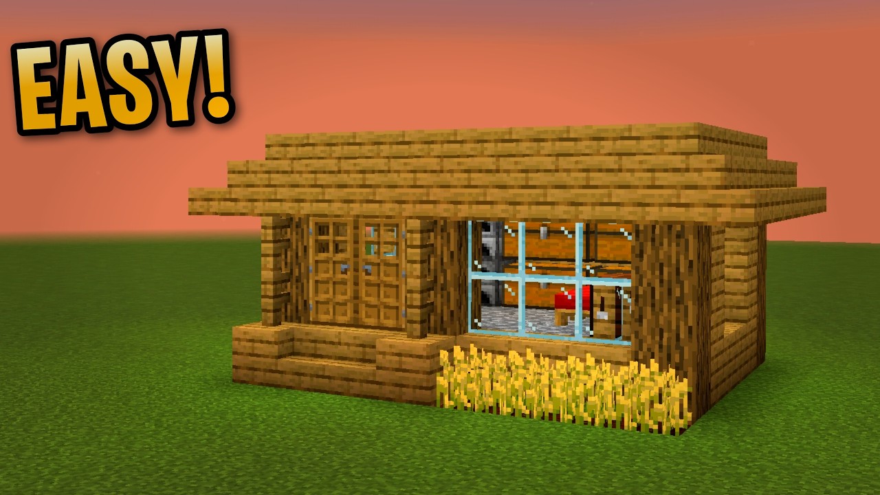 Minecraft Easy Starter House – Oak Survival Tutorial - YouTube