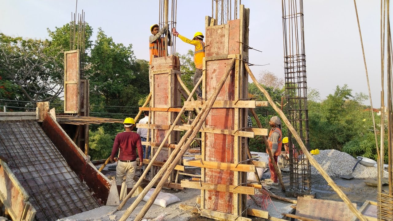 DAY 152 // 12 APR 2023 / SHUTTERING for Column casting / AAC block brickwork / Stair reinforcement