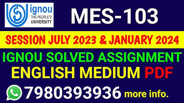 MES 103 Solved Assignment 2023-24 English, MES 103 Solved Assignment 23-24, MES-103 Assignment