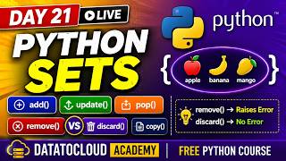 DAY 21  | Python Set & Set Methods Explained | add(), update(), pop(), remove(), discard(), copy()