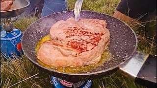 (OUTDOOR COOKING HUGE STEAK WRAPS !!!) After A Great Hike On The Misty Moors !!! #Outdoorcooking