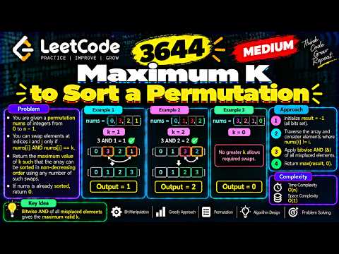 🔥 LeetCode 3644 – Maximum K to Sort a Permutation | C++ Solution #dsa #leetcode