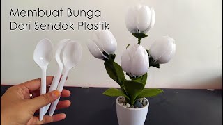 Tutorial Membuat Kerajinan Bunga Tulip dari Sendok Plastik dan Flanel - Plastic Spoon Flower