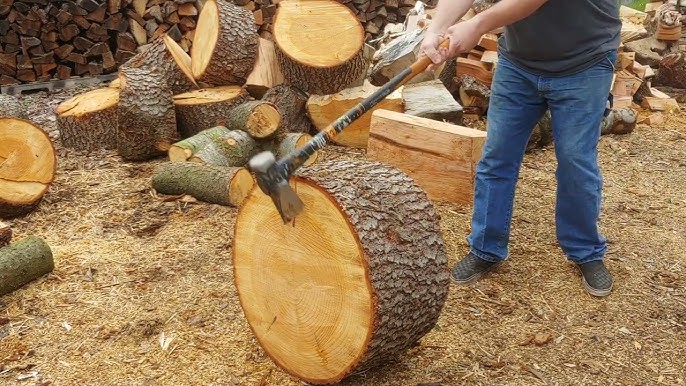 HOW TO Crack Cut Wood Logs with wood wedges and a 6-kilo club 