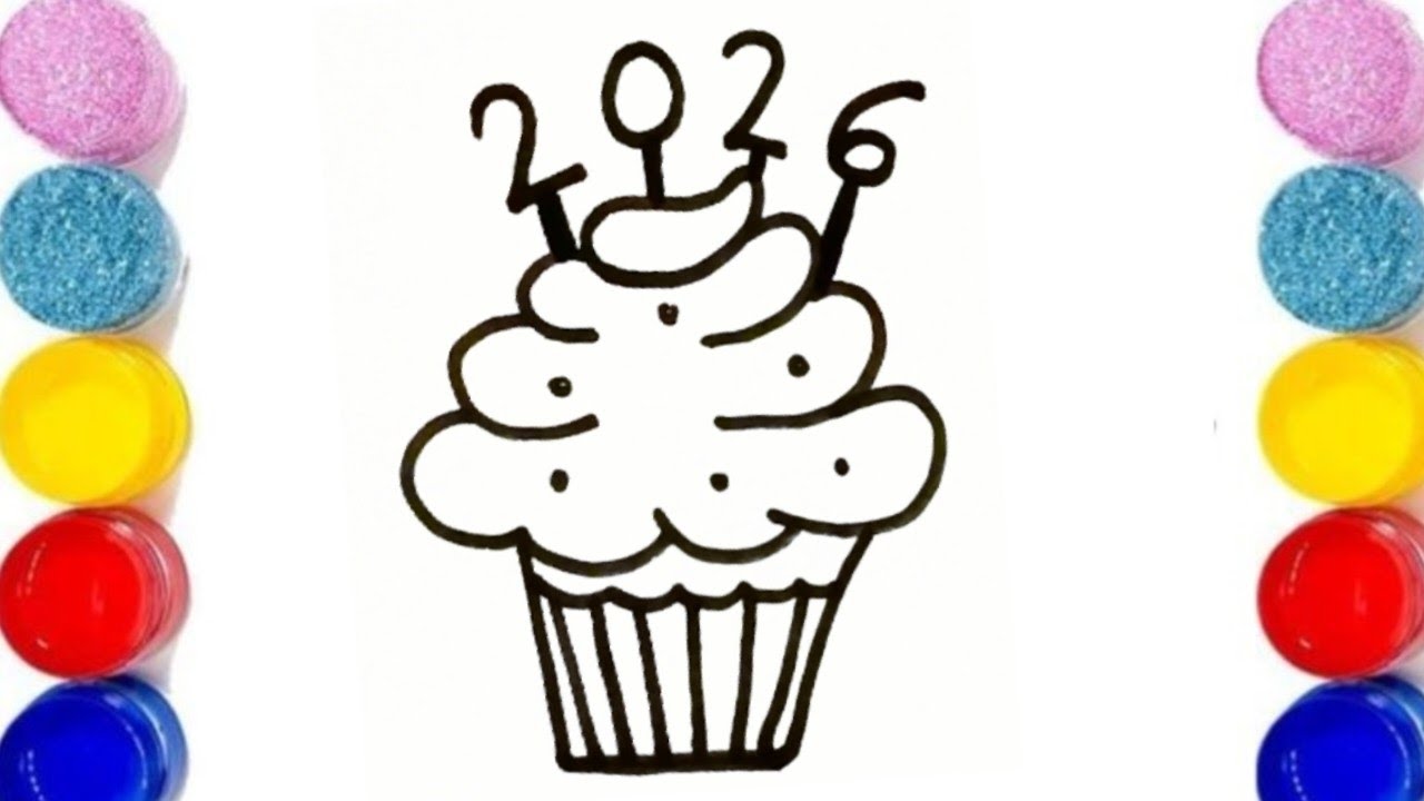 Happy new year cake special drawing || easy  step by step cake drawing || happy new year Drawing