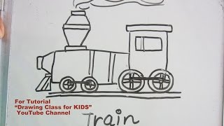 How to Draw- Easy Train Drawing Step by Step Tutorial for Kids