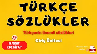 Türkçe Sözlükler Türkçenin Önemli Sözlükleri 12Sınıf Edebiyat Giriş Ünitesi Deniz Hoca Pdf