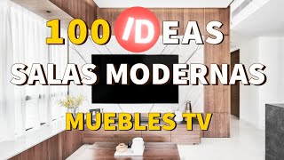 100 IDEAS de DECORACION de SALAS MODERNAS con MUEBLES de Television colgado en la pared y leds| GUÍA