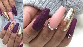 fall gel purple nail designs